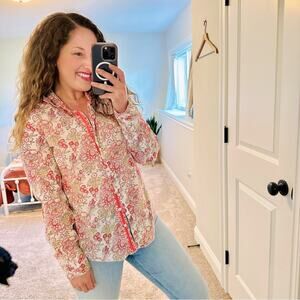 Cino Pink Cotton Floral Blouse Top Small